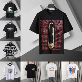 Gucci Fendi Versace Dolce & Gabbana Moncler Louis Vuitton Retro fashion brand loose printed short-sleeved top-2018